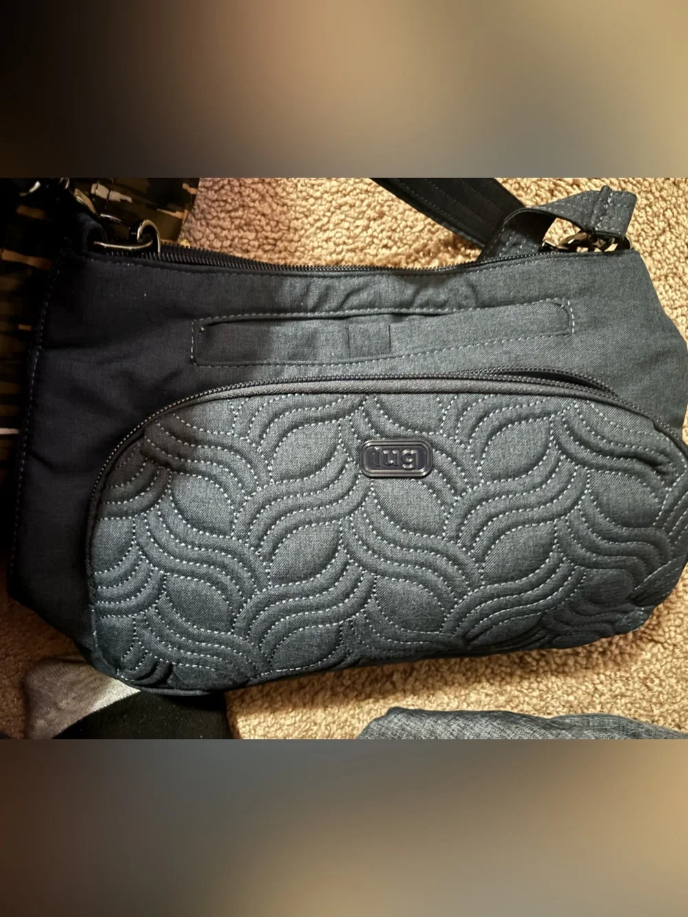 lug Quilted Black Crossbody Bag